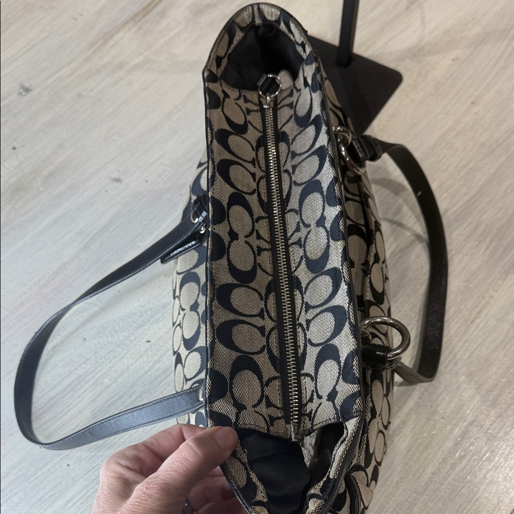 Coach Black and Tan Signature Tote - Picture 8 of 13